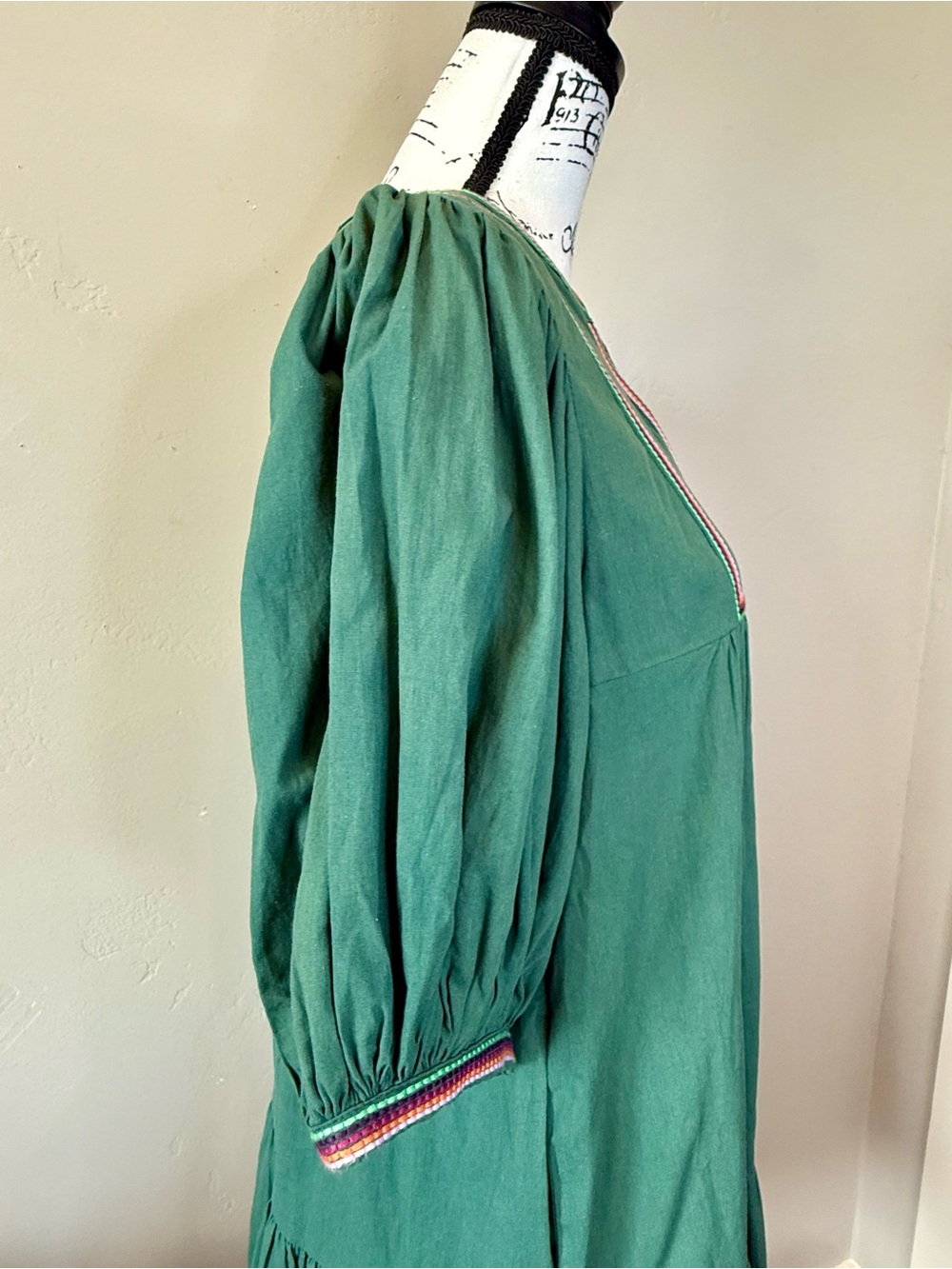 Pinch Meadow Tiered Mini Dress in Hunter Green, Embroidered Cotton. SMALL NWOT - Picture 13 of 17